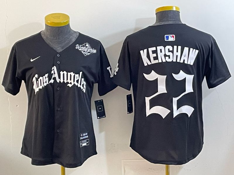 Women Los Angeles Dodgers #22 Kershaw Black 5th Jointly Name 2026 Nike MLB Jersey style 08